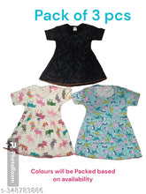 Cotton printed net gowns pack of 3 for kids aged 1-3 years, vibrant designs perfect for little girls from India